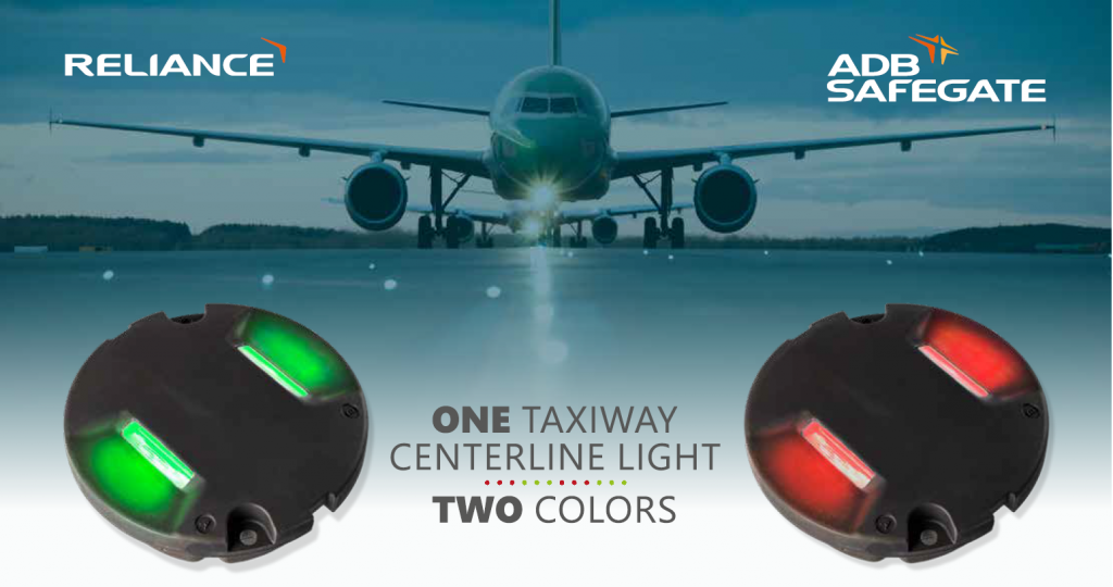 One taxiway senterline light. Two colors