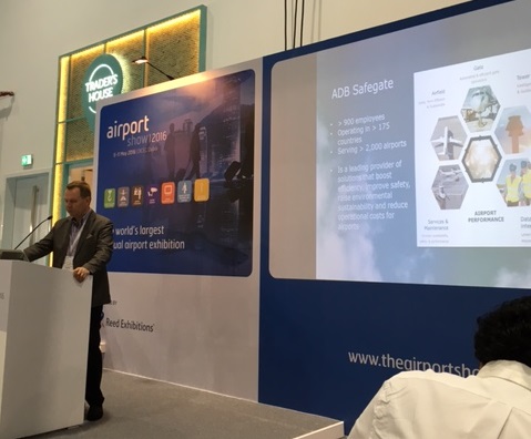 ADB Safegate's Roy Bolwede presenting at Dubai Airport Show 2016