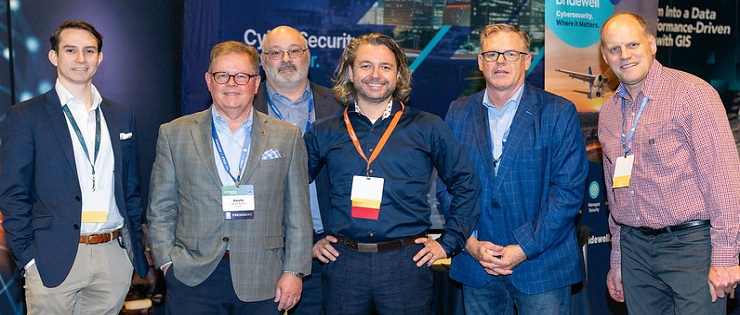 The photo is with Kevin Burke, CEO of ACI-NA and Mike Youngs, CIO of Dallas Fort Worth airport. The ADB SAFEGATE Team is also there with Ilya Burkin in the centre. 
